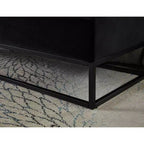 Banc ottoman de rangement en velours Okak 58.6 avec base en métal, capitonné et repose-pieds, banc de lit pour entrée et chambre à coucher.