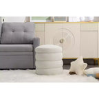 Okak Ottoman Rond Moderne Banc Tabouret de Coiffeuse Chaise Rembourrée en Velours Doux Tabouret Repose-Pieds pour Canapé Salon Chambre Entrée