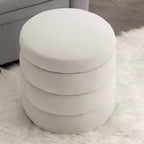 Okak Ottoman Rond Moderne Banc Tabouret de Coiffeuse Chaise Rembourrée en Velours Doux Tabouret Repose-Pieds pour Canapé Salon Chambre Entrée