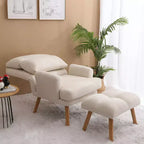 Fauteuil d'appoint moderne Okak avec ottoman et dossier réglable, fauteuil rembourré confortable pour salon, bureau, chambre à coucher