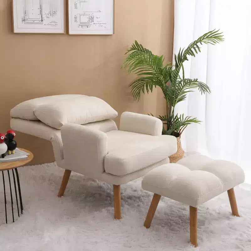 Fauteuil d'appoint moderne Okak avec ottoman et dossier réglable, fauteuil rembourré confortable pour salon, bureau, chambre à coucher