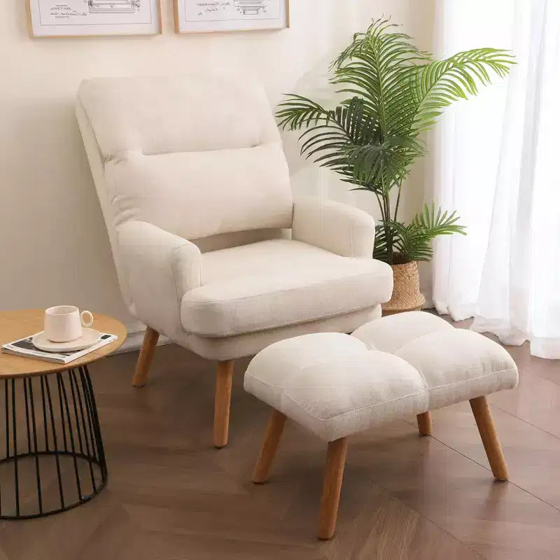 Fauteuil d'appoint moderne Okak avec ottoman et dossier réglable, fauteuil rembourré confortable pour salon, bureau, chambre à coucher