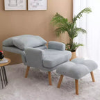 Fauteuil d'appoint moderne Okak avec ottoman et dossier réglable, fauteuil rembourré confortable pour salon, bureau, chambre à coucher