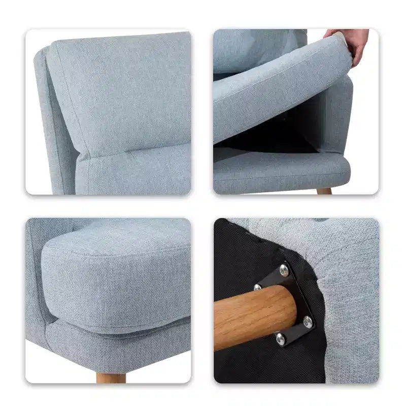 Fauteuil d'appoint moderne Okak avec ottoman et dossier réglable, fauteuil rembourré confortable pour salon, bureau, chambre à coucher