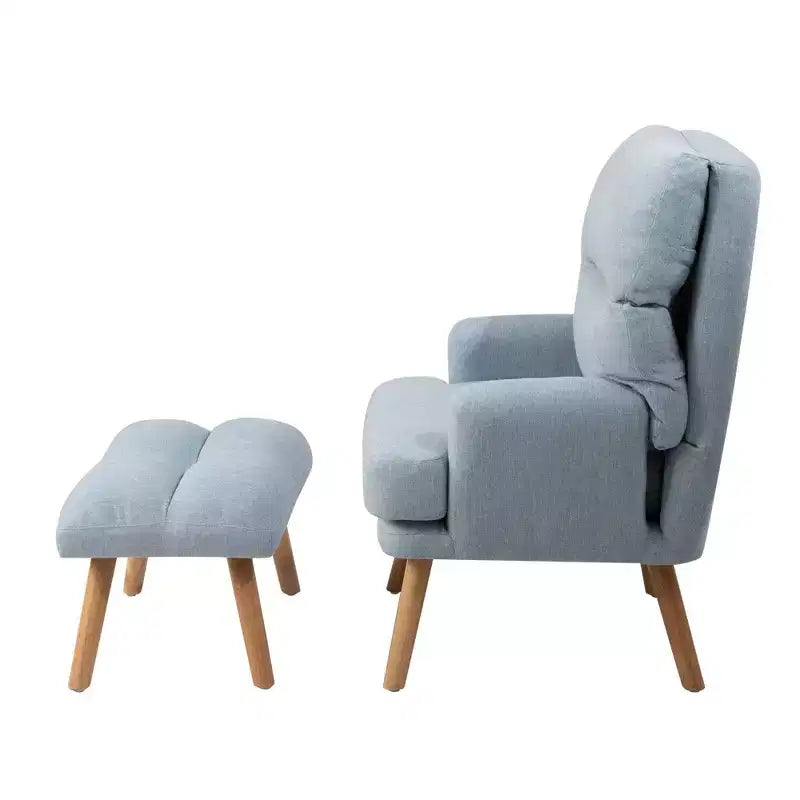 Fauteuil d'appoint moderne Okak avec ottoman et dossier réglable, fauteuil rembourré confortable pour salon, bureau, chambre à coucher