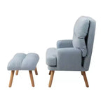 Fauteuil d'appoint moderne Okak avec ottoman et dossier réglable, fauteuil rembourré confortable pour salon, bureau, chambre à coucher