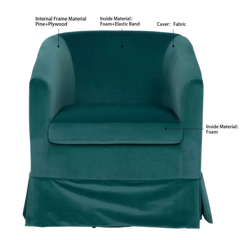Fauteuil pivotant moderne Okak 27.36 avec accoudoirs, base épaisse, fauteuil confortable pour salon et chambre