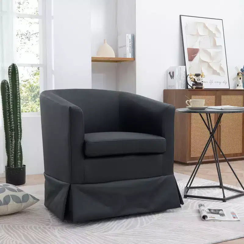 Fauteuil pivotant moderne Okak 27.36 avec accoudoirs, base épaisse, fauteuil confortable pour salon et chambre