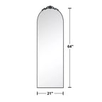 MAYEERTY Miroir pleine longueur avec support, cadre en aluminium à bord fin, à angle droit, arqué, noir, 64,17x21,26x0,79 pouces