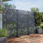 MAYEERTY 72x47 Écran d'intimité extérieur noir, lot de 3 séparateurs pliants naturels pour la cour et le jardin