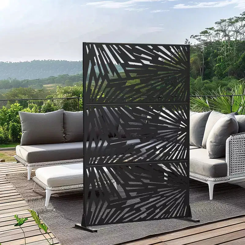 MAYEERTY 72x47 Écran d'intimité extérieur noir, lot de 3 séparateurs pliants naturels pour la cour et le jardin