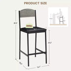 Tabourets de bar TROPOW, lot de 2-4 tabourets de bar rembourrés en PU, tabourets de bar modernes de 64 cm avec dossier et repose-pieds, chaises de salle à manger