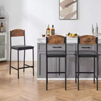 Tabourets de bar TROPOW, lot de 2-4 tabourets de bar rembourrés en PU, tabourets de bar modernes de 64 cm avec dossier et repose-pieds, chaises de salle à manger