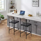TROPOW Bar Stools, Set of 2-4 PU Upholstered Barstools, 25.2 Inch Modern Counter Height Barstools with Back and Footrest, Dining Chairs