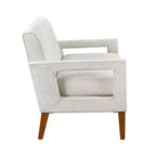 Canapé confortable Okak en chenille avec dossier capitonné, pieds en bois massif, causeuse moderne, pochette de rangement pour appartements, salon, bureau
