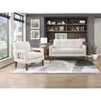 Canapé confortable Okak en chenille avec dossier capitonné, pieds en bois massif, causeuse moderne, pochette de rangement pour appartements, salon, bureau