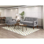 Canapé confortable Okak en chenille avec dossier capitonné, pieds en bois massif, causeuse moderne, pochette de rangement pour appartements, salon, bureau