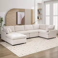 Okak U-Shaped Convertible Sectional Sofa Couch with Movable Ottoman, Modern 6 Seat Upholstered Sofa for Living Room,Apartment