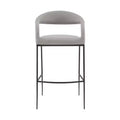 HomeRoots 30 Light Gray and Black Faux Leather and Iron Low Back Bar Height Bar Chair