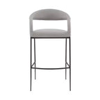 HomeRoots 30 Light Gray and Black Faux Leather and Iron Low Back Bar Height Bar Chair