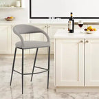 HomeRoots Chaise de bar basse 30" en similicuir et fer gris clair et noir