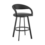 Chaise de bar pivotante HomeRoots 30", dossier bas, en similicuir noir et fer, hauteur bar