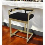HomeRoots 30 Chaise de bar haute à dossier bas en velours noir et or et acier inoxydable