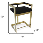 HomeRoots 30 Chaise de bar haute à dossier bas en velours noir et or et acier inoxydable