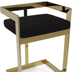 HomeRoots 30 Chaise de bar haute à dossier bas en velours noir et or et acier inoxydable