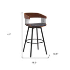 HomeRoots 31 Chaise de bar pivotante en similicuir noir et métal hauteur bar