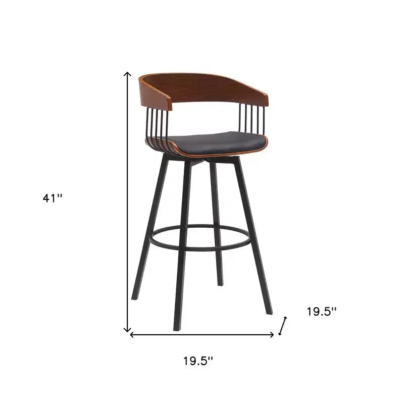 HomeRoots 31 Chaise de bar pivotante en similicuir noir et métal hauteur bar
