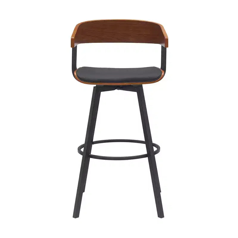 HomeRoots 31 Chaise de bar pivotante en similicuir noir et métal hauteur bar