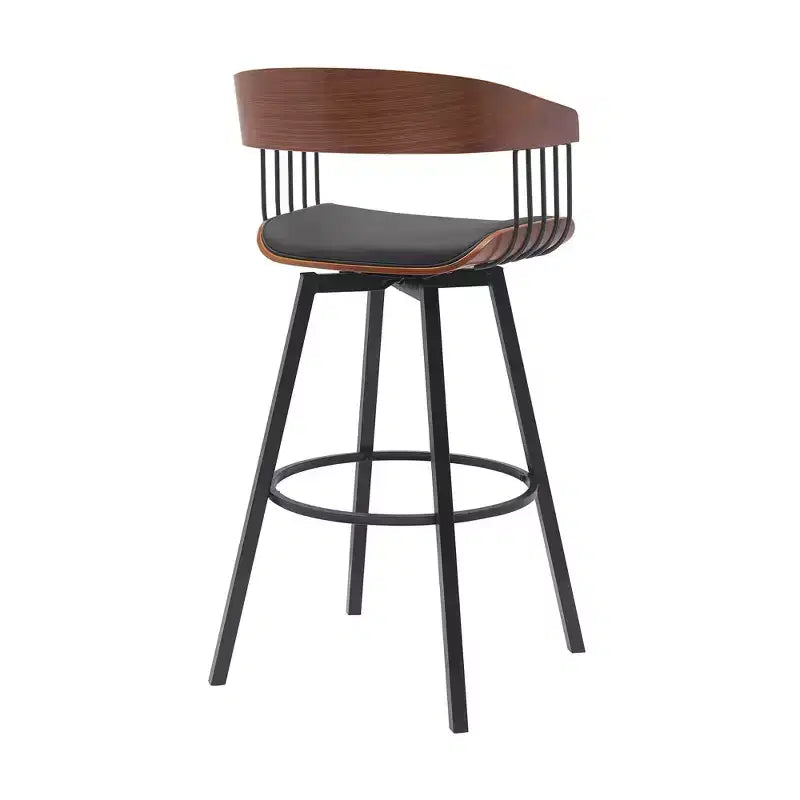 HomeRoots 31 Chaise de bar pivotante en similicuir noir et métal hauteur bar