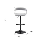 Chaise de bar HomeRoots en tissu gris clair et noir avec piètement métallique pivotant et réglable en hauteur
