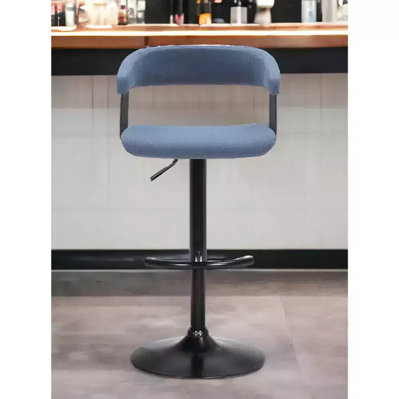 Chaise de bar pivotante réglable en hauteur HomeRoots en tissu bleu et noir avec métal