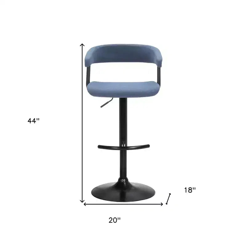 Chaise de bar pivotante réglable en hauteur HomeRoots en tissu bleu et noir avec métal