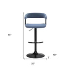 Chaise de bar pivotante réglable en hauteur HomeRoots en tissu bleu et noir avec métal