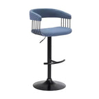 Chaise de bar pivotante réglable en hauteur HomeRoots en tissu bleu et noir avec métal