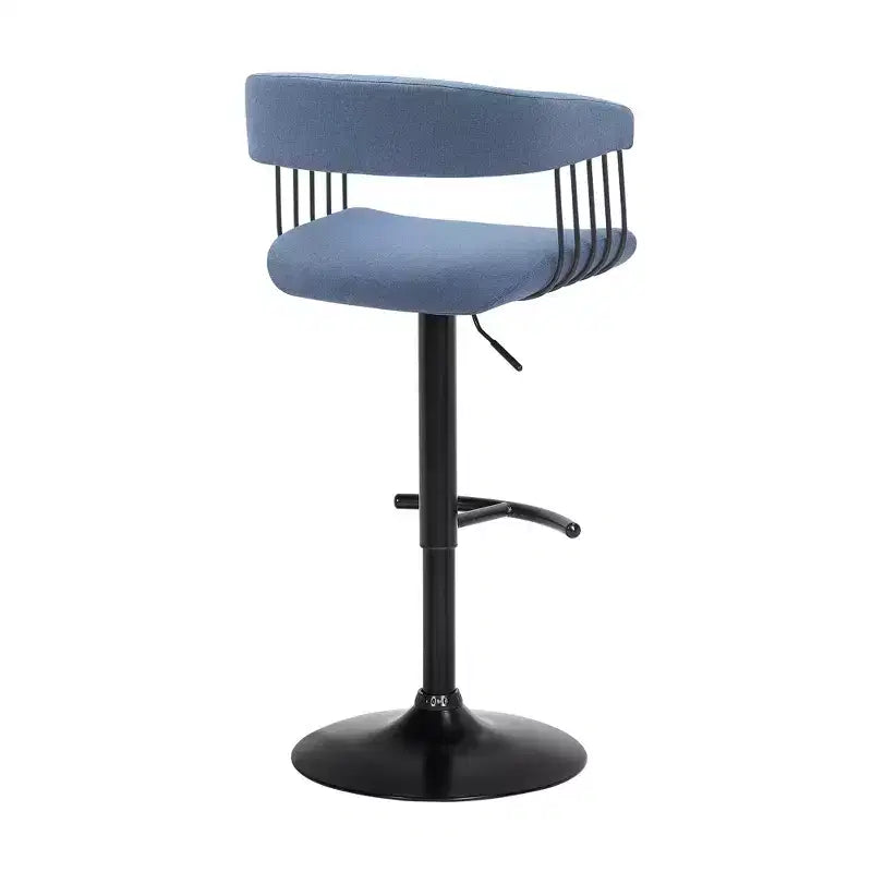 Chaise de bar pivotante réglable en hauteur HomeRoots en tissu bleu et noir avec métal