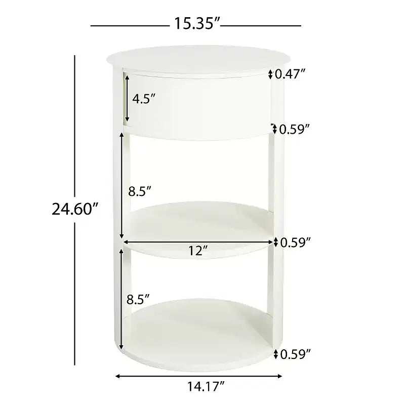 Table d'appoint ronde moderne à 3 niveaux Christopher Knight Home Alaric avec porte coulissante