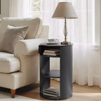 Table d'appoint ronde moderne à 3 niveaux Christopher Knight Home Alaric avec porte coulissante
