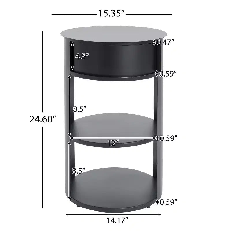 Table d'appoint ronde moderne à 3 niveaux Christopher Knight Home Alaric avec porte coulissante