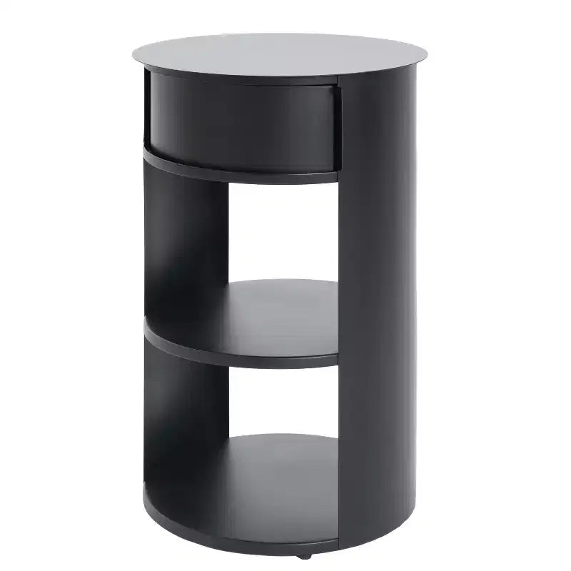 Table d'appoint ronde moderne à 3 niveaux Christopher Knight Home Alaric avec porte coulissante