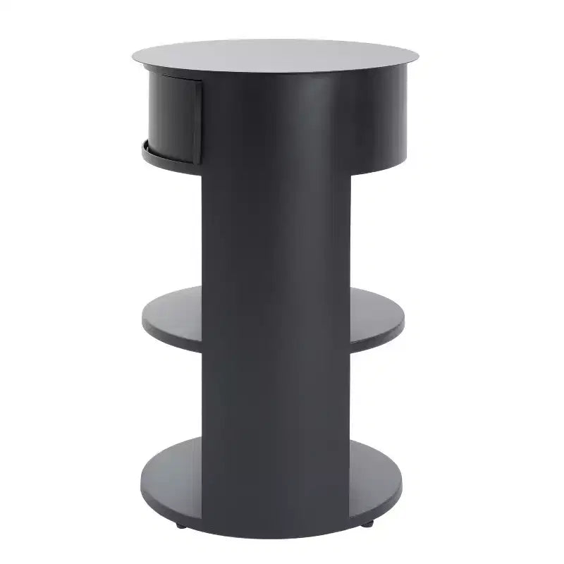 Table d'appoint ronde moderne à 3 niveaux Christopher Knight Home Alaric avec porte coulissante