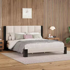 Lit rembourré en bouclé surpiqué carré contemporain Selene de Christopher Knight Home