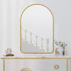 Miroir mural MAYEERTY 35.83x24.02x1.57in en aluminium à bord fin, doré, avec cadre arqué