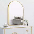 Miroir mural MAYEERTY 35.83x24.02x1.57in en aluminium à bord fin, doré, avec cadre arqué
