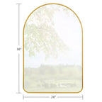 Miroir mural MAYEERTY 35.83x24.02x1.57in en aluminium à bord fin, doré, avec cadre arqué