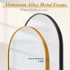 Miroir mural MAYEERTY 35.83x24.02x1.57in en aluminium à bord fin, doré, avec cadre arqué
