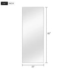 MAYEERTY Miroir pleine longueur rectangulaire à bords fins en aluminium, 64,17x21,26x0,59 pouces, couleur argent, avec support